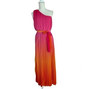 Flying Tomato Vibrant Pink and Orange One-Shoulder Dress